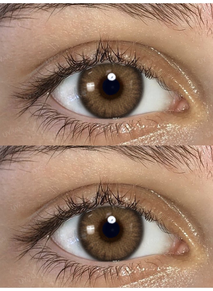 UYAAI Colored Contact Lenses Brown 14.00mm Yearly Disposable for Daily Wear - Image 3
